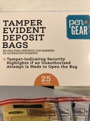 5 Boxes Of Pen + Gear Tamper Evident Deposit Bags – 25 Bags Per Box/125 Bags