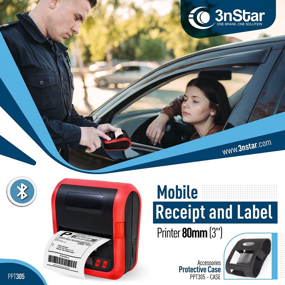 3nStar 80mm (3″) Mobile Receipt and Label Printer Bluetooth (PPT305BT) Android