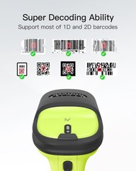 Inateck 2D Barcode Scanner, Wireless Bluetooth QR Code Scanner with AI APP &
