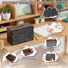 Wooden Money Saving Box, Cash Vault Savings Box for $10000 $5000 $3000 $1000 …
