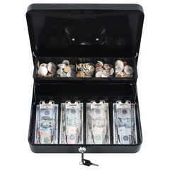 xydled Cash Box with Money Tray and Key Lock,Tiered, Cantilever Design,4 Bill…