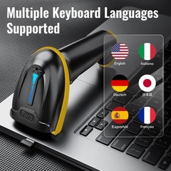 Tera Barcode Scanner Wireless Versatile 2-in-1 (2.4Ghz 1D Yellow, Yellow