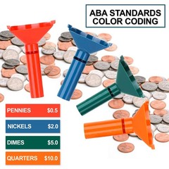 PM Company Color-Coded Coin Counting Tube with 150 Assorted Flat Coin Wrapper…