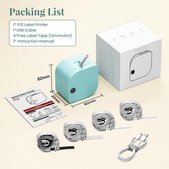 Label Maker Machine with 4 Tape, P12 Bluetooth Small Label Makers Ribbon Prin…