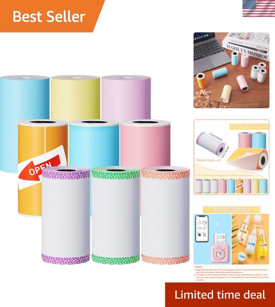 9 Rolls of Thermal Printer Paper Just 3 Rolls of Adhesive 57 x 30 mm Mini Pri…