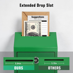 Sumerfnt Cash Box Wall Mount, Metal Money Drop Box with Lock and Slot, Money Col