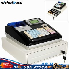 48 Keys Electronic Cash Register, LED Retail POS System W/ Printer, Cash Drawer