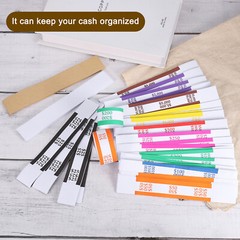 Pack of 50 Money Band Bundles, Self-Adhesive Bill Wrappers, 7.6″x1.18″ Brown