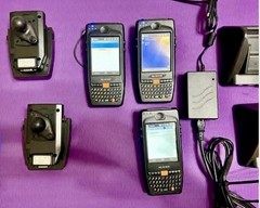 Glacier M3 Orange Handheld Barcode Scanner Lot Of 3 W/Docks & Cradles Mobile PC
