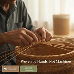 Lalasun Handwoven Rattan Storage Basket Handles Natural Wicker Decorative