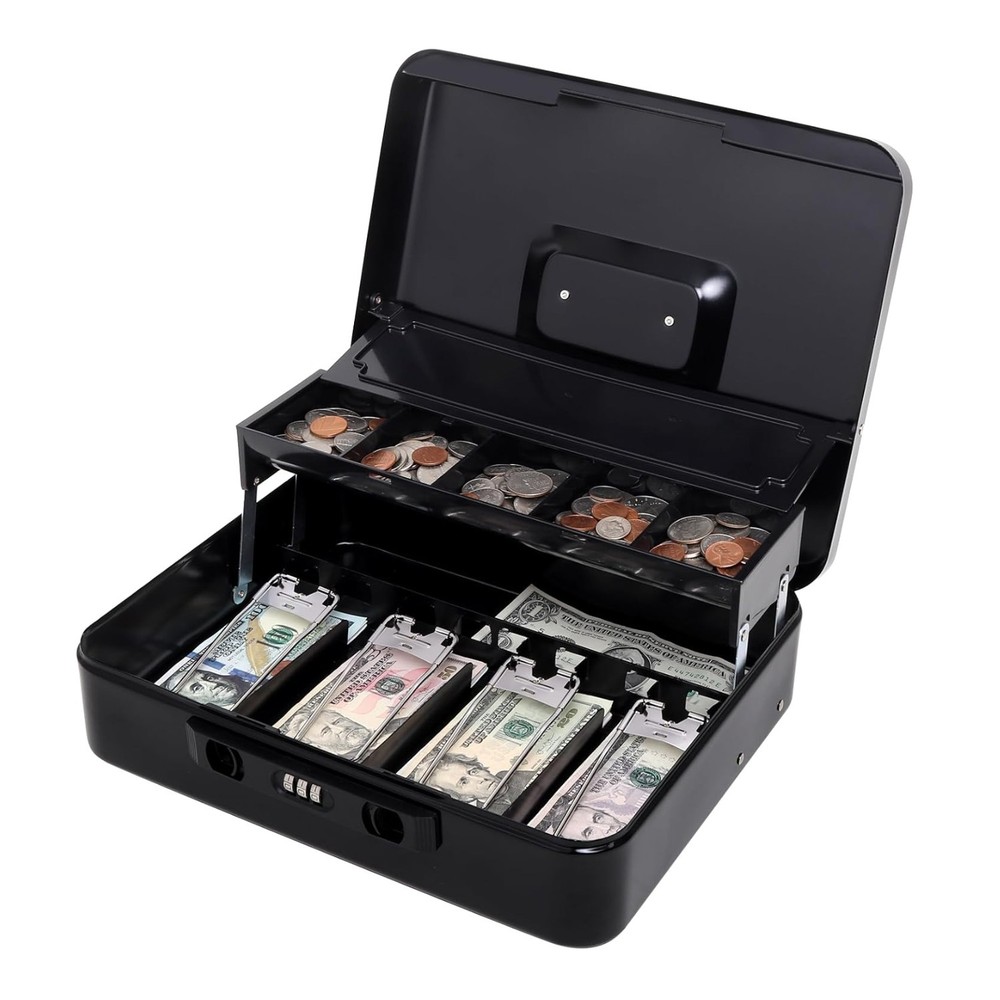 Sturdy Freestanding Cash Box – Sliding Coin Lid & Lock for Ultimate Security