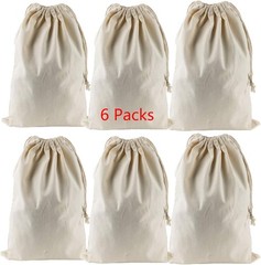 Lanyani 6 Packs Bank Coin Money Cash Bag Sacks, 12″ x 17″ Large, Natural