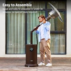 EAST OAK 55,000 BTU Propane Patio Heater with Round Table & Stainless Steel Burn