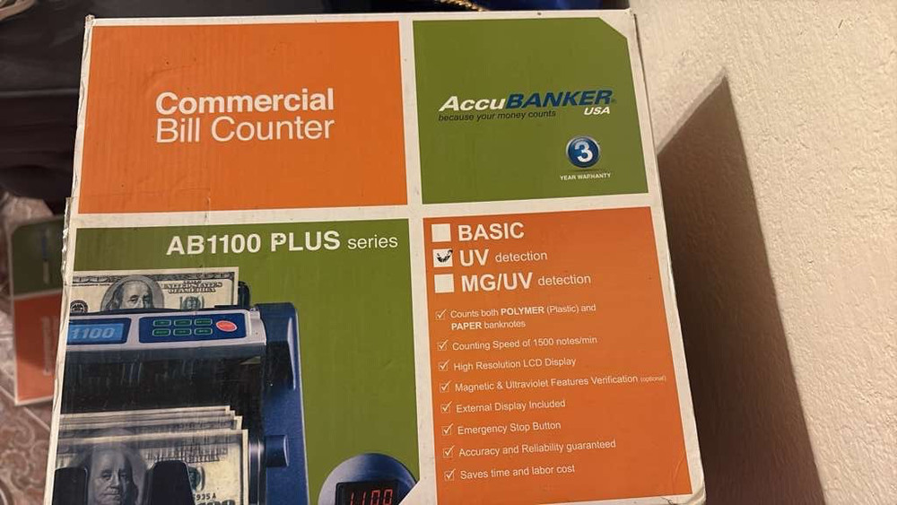 AccuBANKER AB1100PLUS Bill Counter Speed 1500/Min w/UV Counterfeit Detection, UL
