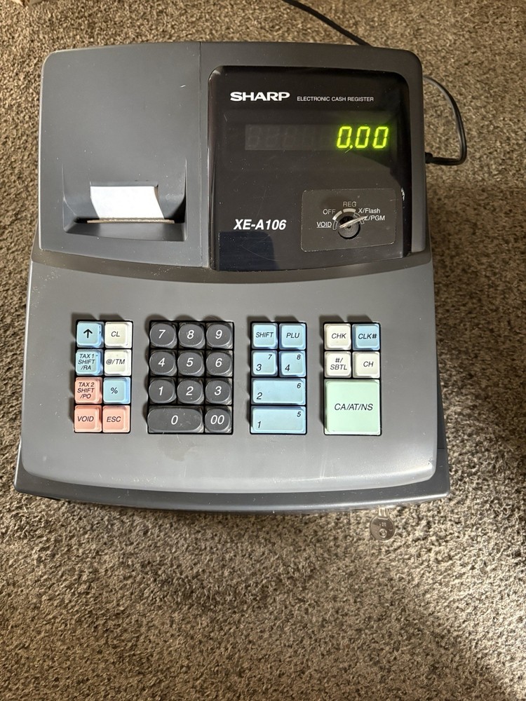 Sharp XE-A106 Electronic Cash Register With Both Keys