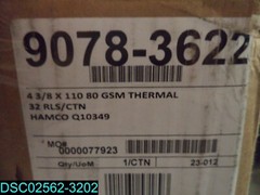 QTY=64: 9078-3622 4-3/8″ X 110 80 GSM THERMAL PAPER HAMCO Q10349 011461571893