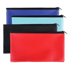 Zipper Bank Bags, 4 Pack Money Pouch PU Leather Cash and Coin Large, Colorful