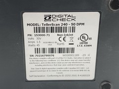 Digital Check TellerScan TS240 non-Inkjet 50DPM Check Scanner 153000-71 *No AC