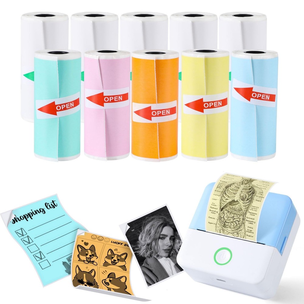 10 Rolls Print Pods Printing Paper, 57 X 25mm Inkless Self-Adhesive Printable…