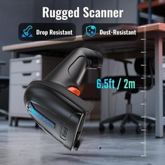 Tera 1D 2D QR Barcode Scanner Wireless and Wired with Black, Black