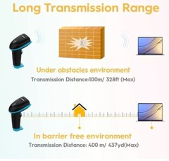 NADAMOO Wireless Barcode Scanner 328 Feet Distance USB Cordless …
