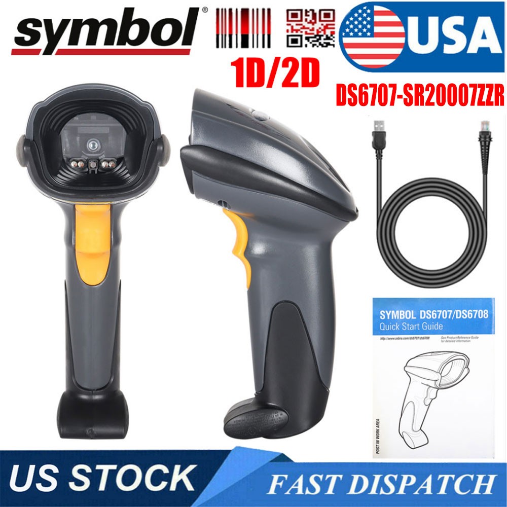 Symbol Motorola DS6707-SR20007ZZR 1D/2D Handheld Barcode Scanner w/USB Cable USA