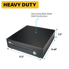 13″ Heavy Duty POS Cash Drawer 4Bill/5Coin, Removable Coin Compartment, 24V, RJ1