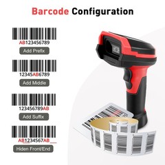 JRHC Barcode Scanner Wireless, 1D CCD Automatic Bar Code Red, Red