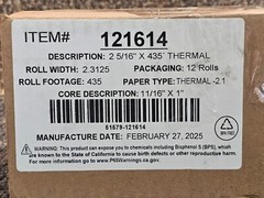 (QTY 12) White Thermal Rolls 2-5/16” x 435’ With 11/16″ x 1″ Core 121614