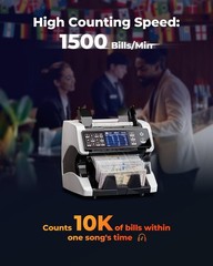 MUNBYN IMC01 Bank Grade Money Counter Machine Mixed Denomination, 2CIS/UV/IR/…