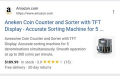 Compare @ $189 Aneken Coin Counter Sorter TFT Display Sorting Change Machine