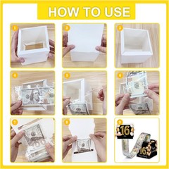 Black Gold 16th Happy Birthday Surprise Pull Out Money Box Cash Gift Set
