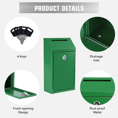 Sumerfnt Cash Box Wall Mount, Metal Money Drop Box with Lock and Slot, Money Col