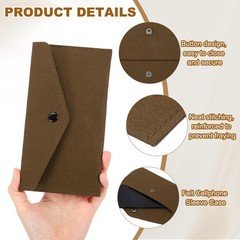 10Pcs Felt Money Bag, Felt Cellphone Sleeve Case Pouch Cash Bag, Dark Brown
