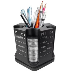 2-in-1 Rotatable Coin Counter & Sorter with Pen Holder Desk Organizer