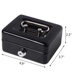 Mini Metal Cash Box Small Cash Box with Money Slot, Key Lock and Handle
