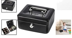 Small Portable Cash Box with Key Lock – Metal Coin Bank for Adults & Kids