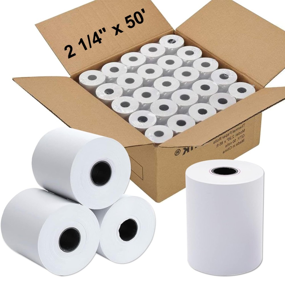(50 Rolls) 2 1/4 x 50′ Thermal Receipt Paper POS Cash Register Paper Rolls
