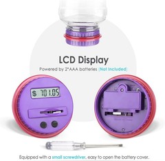 Large Coin Counting Bank for US Coins, Digital Money Jar with LCD Screen, 1.8L