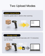 Inateck Wireless Barcode Scanner, Bluetooth Bar Code Black