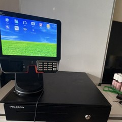 Volcora POS Touchscreen Terminal w/ Keypad Stand + Cash Drawer, Black