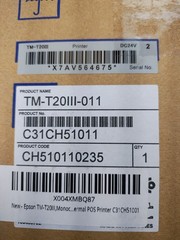 Epson TM-T20III Monochrome Thermal POS Printer Bundle, C31CH51001 – Tested, READ