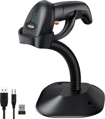 Bluetooth Wireless Barcode Scanner with Auto-Sensing Stand for Quick Scanning