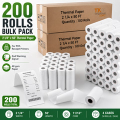 2 1/4×50 200 Rolls Thermal Receipt Paper Rolls POS Cash Register Printer
