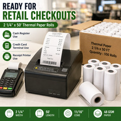 2 1/4×50 200 Rolls Thermal Receipt Paper Rolls POS Cash Register Printer