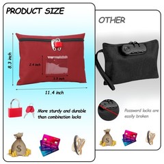Cash Bag with Lock and 2 Keys Money Bag For Cash With Lock 11.4 * 8.3inch Money