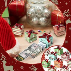 12 PCS Christmas Money Pop-Up Box for Cash Gift Pull DIY Surprise Pull Kit