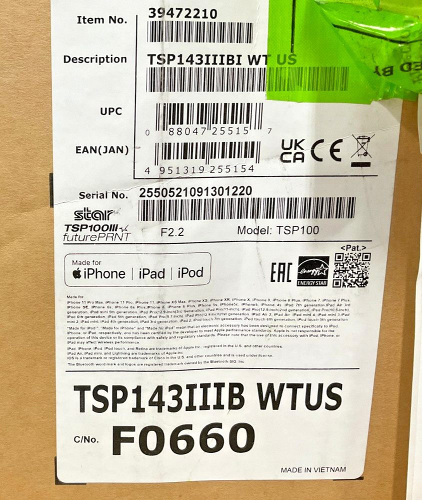 Star Micronics TSP100III Bluetooth Receipt Printer white 39472210 ✅ ❤️️ ✅ ❤️