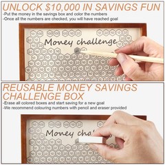 10000 Money Saving Box with Lock, Large Wooden 10k Savings Challenge Box $10,…