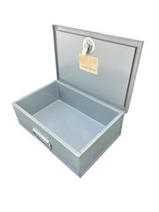 Vintage 80’s Steel Safe Cash Deposit Box with Key 12.5x8x4.5in